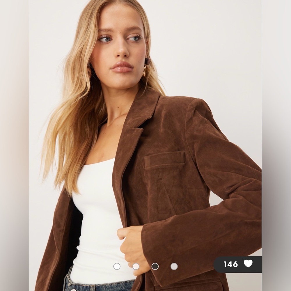Free People we the free Papercut Faux Suede Blazer Brown Size Large - Picture 7 of 14